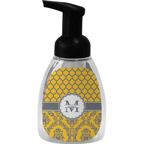 Custom Damask & Moroccan Foam Soap Bottle - Black (Personalized)