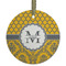 Damask & Moroccan Flat Glass Ornament - Round w/ Name and Initial
