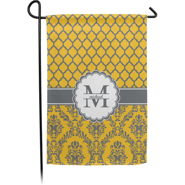 Custom Damask & Moroccan Small Garden Flag - Single Sided w/ Name and Initial