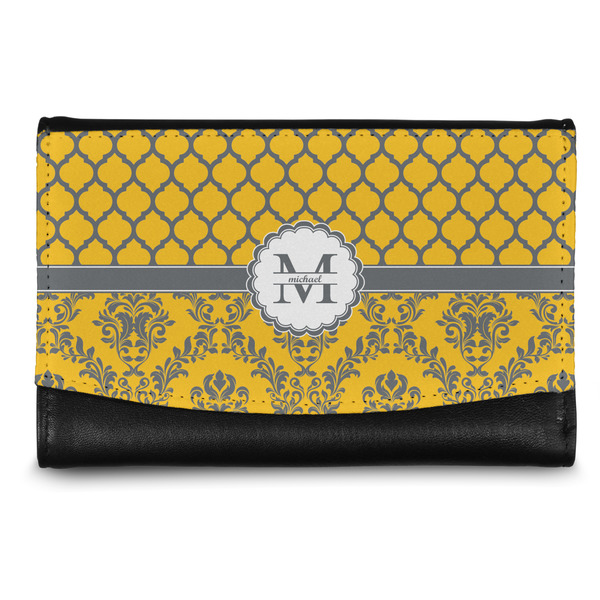 Custom Damask & Moroccan Genuine Leather Women's Wallet - Small (Personalized)