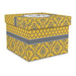Damask & Moroccan Gift Box with Lid - Canvas Wrapped - Large (Personalized)