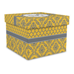 Damask & Moroccan Gift Box with Lid - Canvas Wrapped - Large (Personalized)