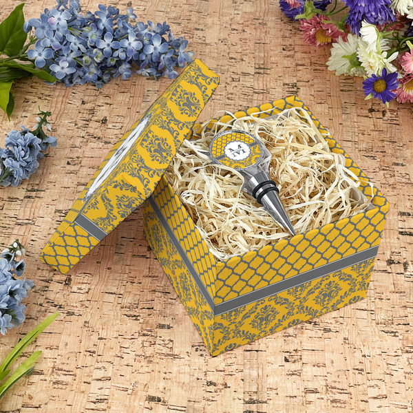 Damask & Moroccan Gift Boxes with Lid - Canvas Wrapped - Medium - In Context