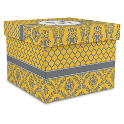 Damask & Moroccan Gift Box with Lid - Canvas Wrapped - X-Large (Personalized)
