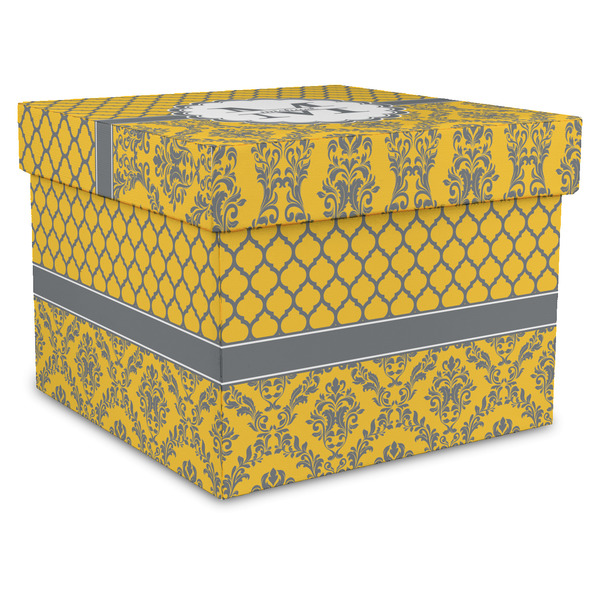 Custom Damask & Moroccan Gift Box with Lid - Canvas Wrapped - X-Large (Personalized)