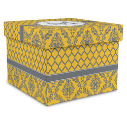 Damask & Moroccan Gift Box with Lid - Canvas Wrapped - XX-Large (Personalized)
