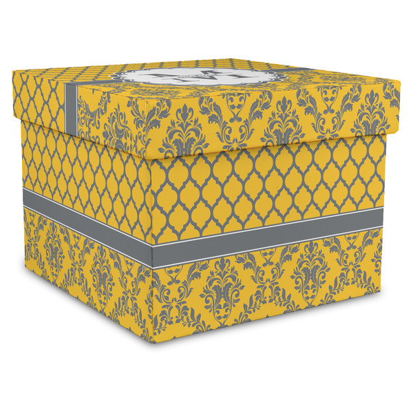 Custom Damask & Moroccan Gift Box with Lid - Canvas Wrapped - XX-Large (Personalized)
