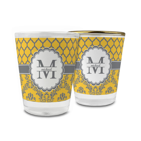 Custom Damask & Moroccan Glass Shot Glass - 1.5 oz (Personalized)