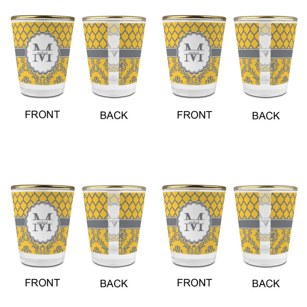 Damask & Moroccan Glass Shot Glass - with gold rim - Set of 4 - APPROVAL