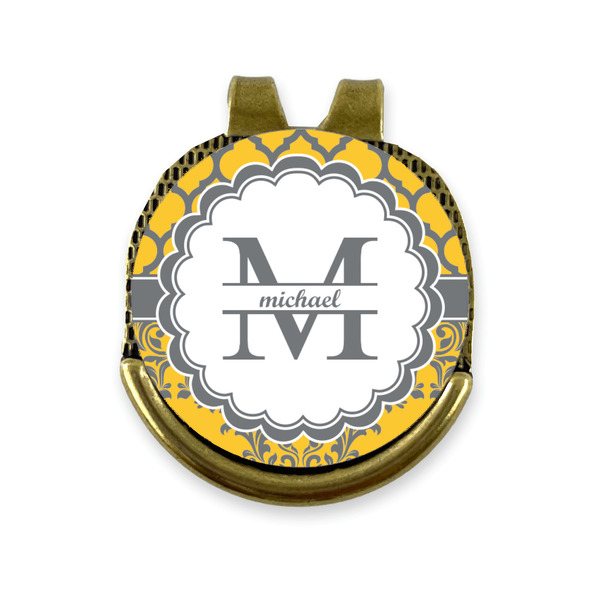 Custom Damask & Moroccan Golf Ball Marker - Hat Clip - Gold