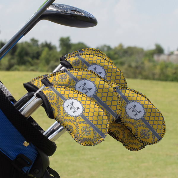 Damask & Moroccan Golf Club Cover - Set of 9 - On Clubs