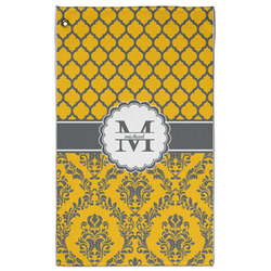 Damask & Moroccan Golf Towel - Poly-Cotton Blend w/ Name and Initial