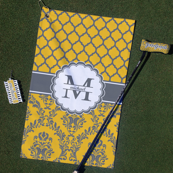 Custom Damask & Moroccan Golf Towel Gift Set (Personalized)