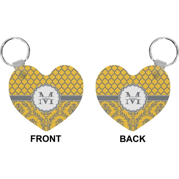 Damask & Moroccan Heart Keychain (Front + Back)