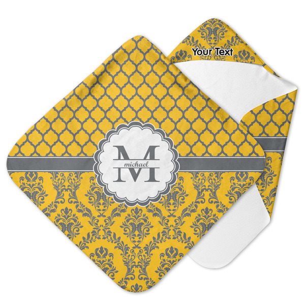 Custom Damask & Moroccan Hooded Baby Towel (Personalized)