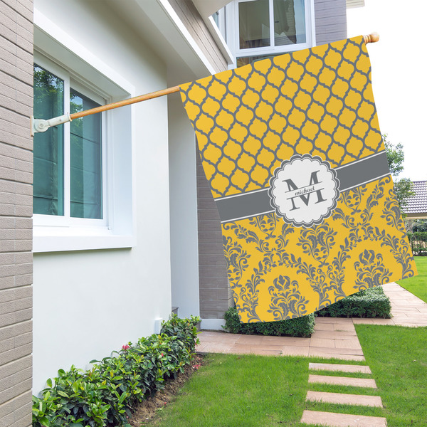 Damask & Moroccan House Flags - Double Sided - LIFESTYLE
