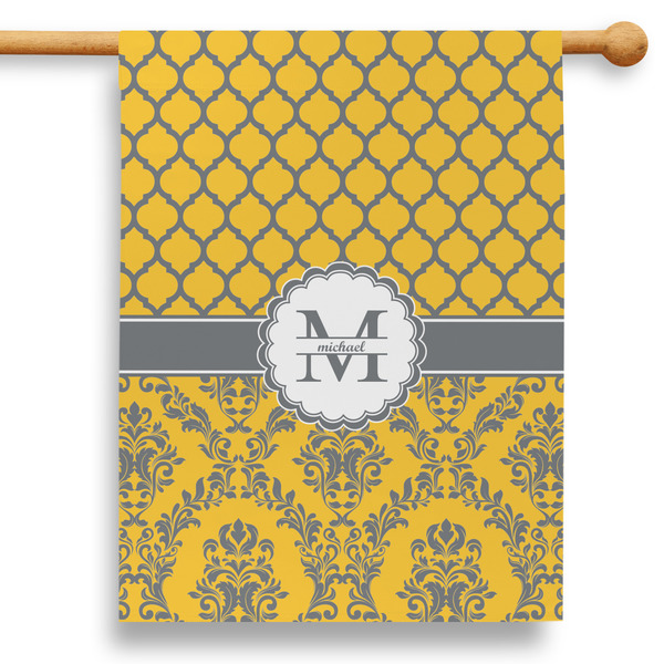 Custom Damask & Moroccan 28" House Flag - Double Sided (Personalized)