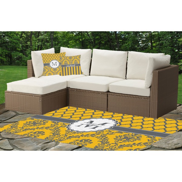 Damask & Moroccan Outdoor Mat & Cushions