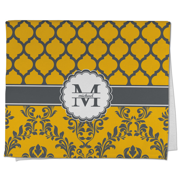 Custom Damask & Moroccan Kitchen Towel - Poly Cotton w/ Name and Initial
