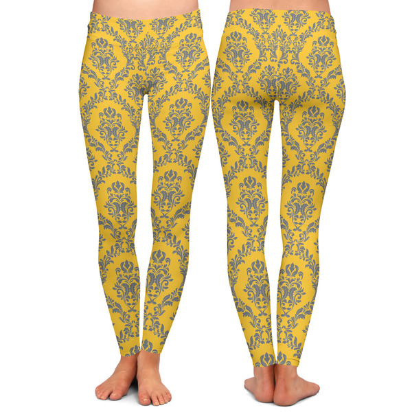 Damask & Moroccan Ladies Leggings - Front and Back