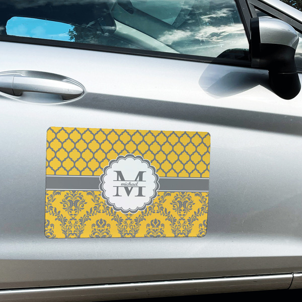 Damask & Moroccan Large Rectangle Car Magnets- In Context