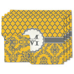 Damask & Moroccan Linen Placemat w/ Name and Initial