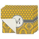 Damask & Moroccan Single-Sided Linen Placemat - Set of 4 w/ Name and Initial