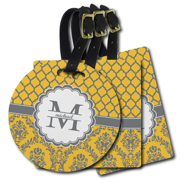 Custom Damask & Moroccan Plastic Luggage Tag (Personalized)