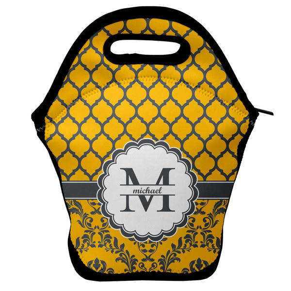 Custom Damask & Moroccan Lunch Bag w/ Name and Initial