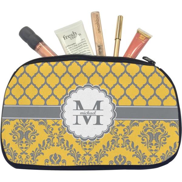 Custom Damask & Moroccan Makeup / Cosmetic Bag - Medium (Personalized)