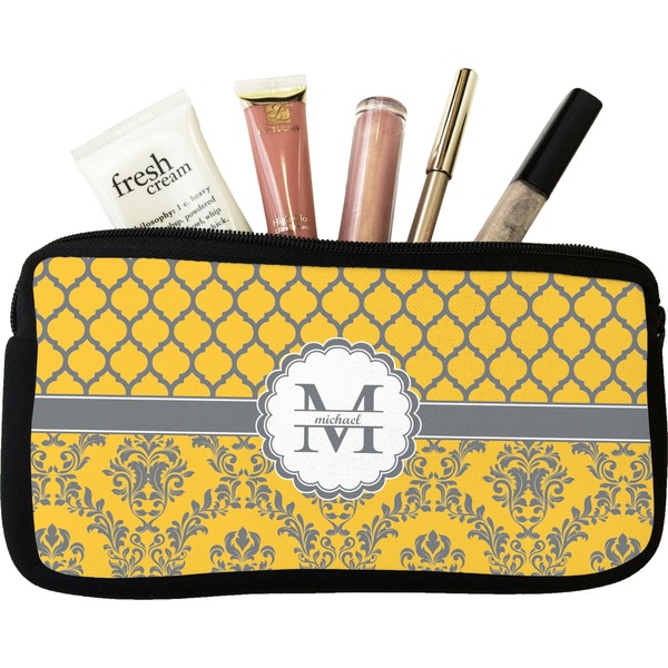 Custom Damask & Moroccan Makeup / Cosmetic Bag - Small (Personalized)