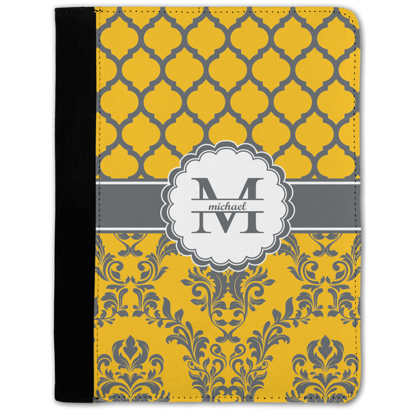 Custom Damask & Moroccan Notebook Padfolio - Medium w/ Name and Initial