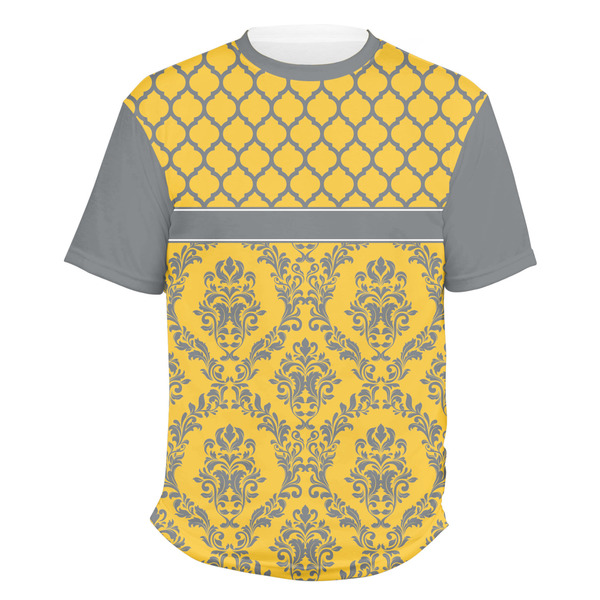 Custom Damask & Moroccan Men's Crew T-Shirt - Small
