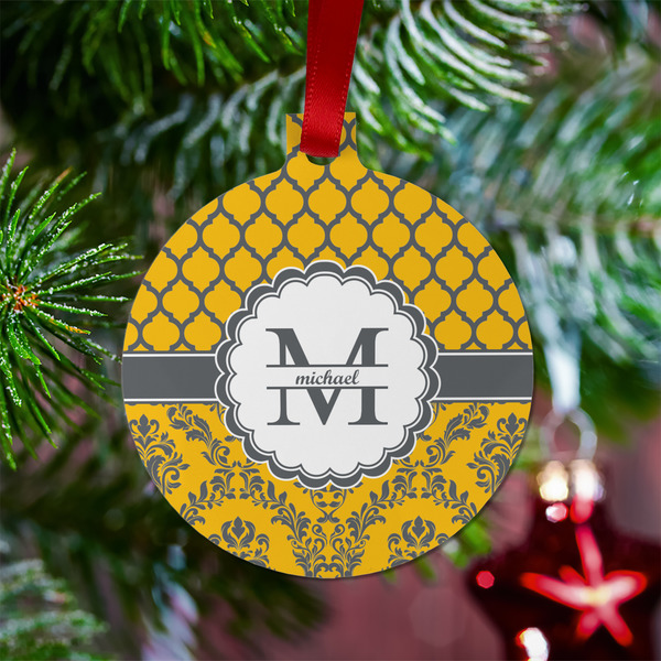 Damask & Moroccan Metal Ball Ornament - Lifestyle