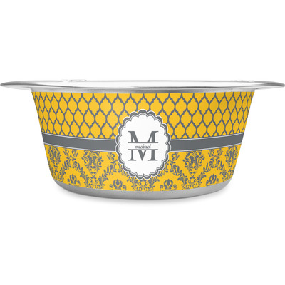 Damask & Moroccan Stainless Steel Dog Bowl (Personalized)