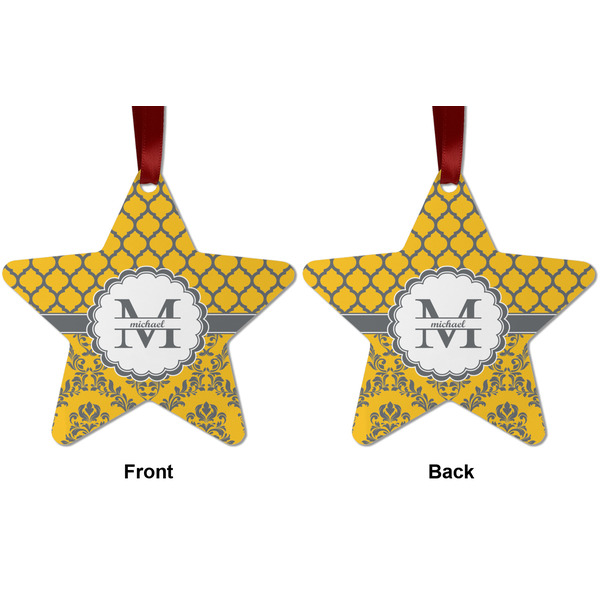 Damask & Moroccan Metal Star Ornament - Front and Back
