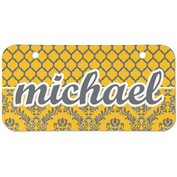 Custom Damask & Moroccan Mini/Bicycle License Plate (2 Holes) (Personalized)