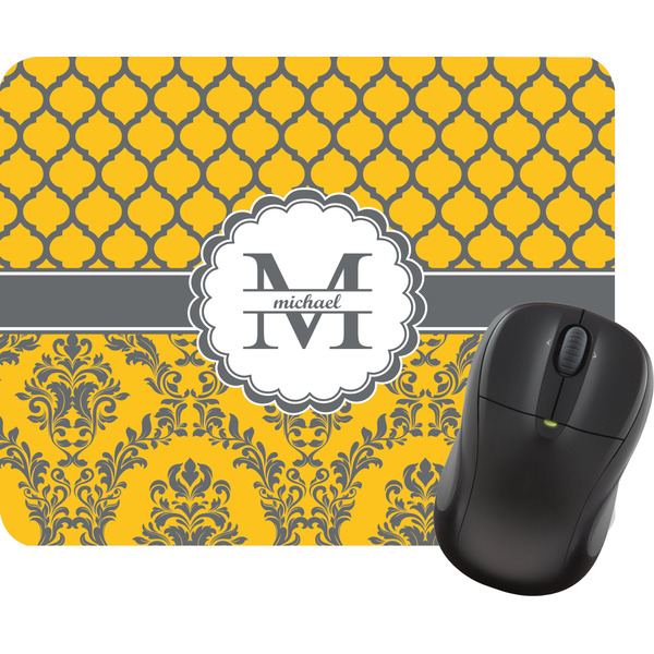 Custom Damask & Moroccan Rectangular Mouse Pad (Personalized)