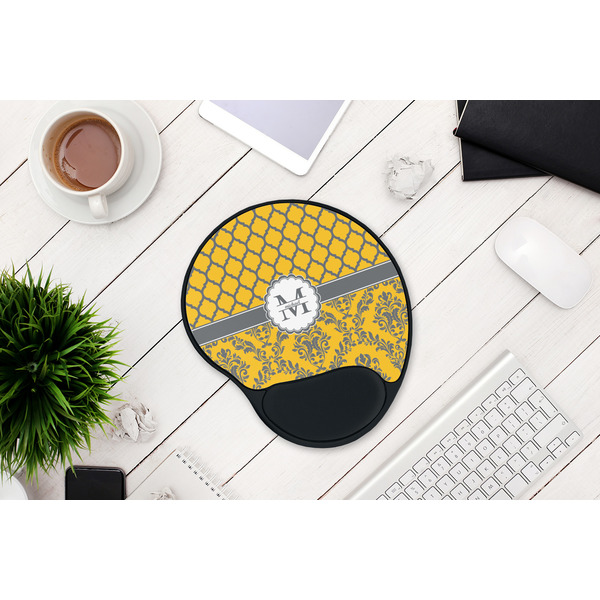 Damask & Moroccan Mouse Pad with Wrist Rest - LIFESYTLE 1