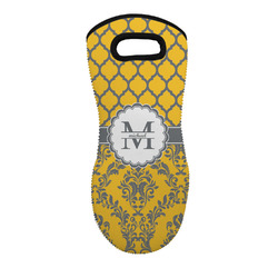 Damask & Moroccan Neoprene Oven Mitt w/ Name and Initial