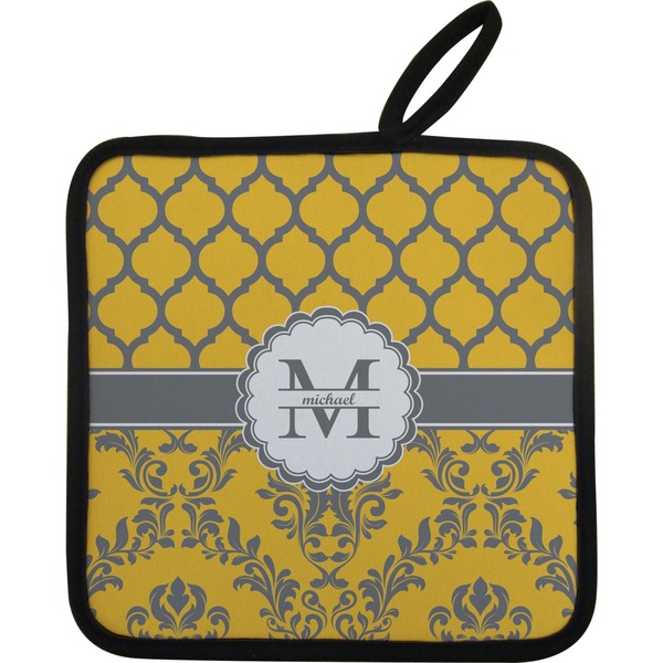 Custom Damask & Moroccan Pot Holder w/ Name and Initial
