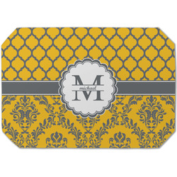 Damask & Moroccan Dining Table Mat - Octagon (Single-Sided) w/ Name and Initial
