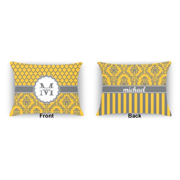 Damask & Moroccan  Outdoor Rectangular Throw Pillow (Front and Back)