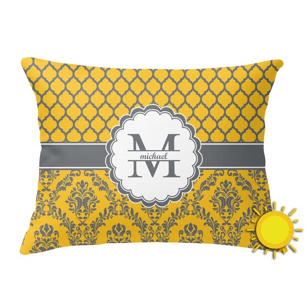 Custom Damask & Moroccan Outdoor Throw Pillow (Rectangular) (Personalized)