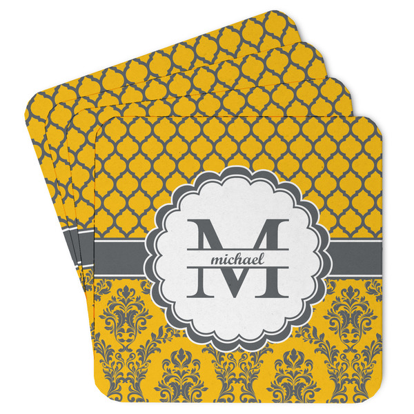 Custom Damask & Moroccan Paper Coasters w/ Name and Initial