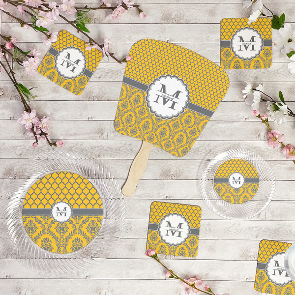 Damask & Moroccan Party Supplies Combination Image - All items - Plates, Coasters, Fans