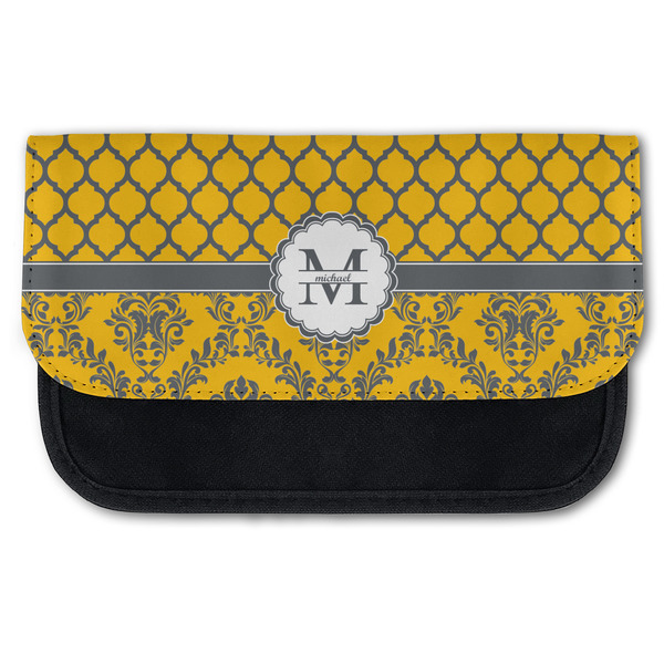 Custom Damask & Moroccan Canvas Pencil Case w/ Name and Initial