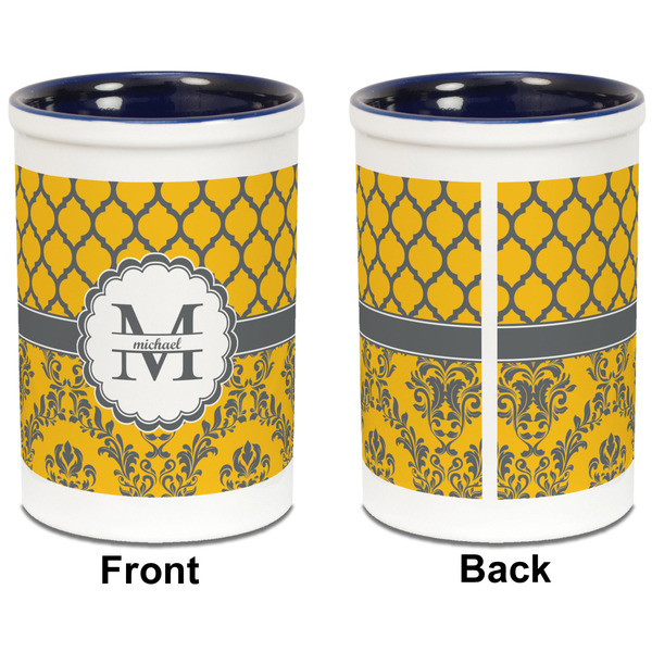 Damask & Moroccan Pencil Holder - Blue - approval
