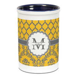 Damask & Moroccan Ceramic Pencil Holders - Blue