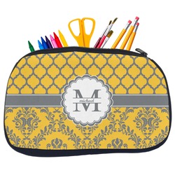 Damask & Moroccan Neoprene Pencil Case - Medium w/ Name and Initial